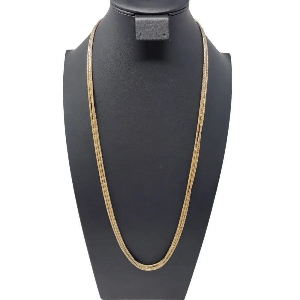 Vintage Signed Anne Klein Gold Tone Multi‎ Strand Popcorn Chain Opera Necklace